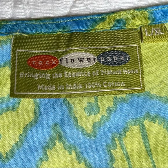 Rock Flower Paper Tunic Swim Cover Up Size Large Blue & Green - Picture 6 of 9